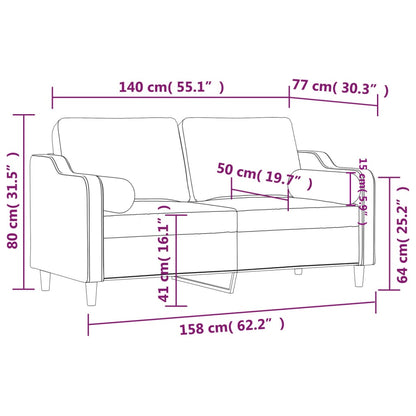 Tweezitsbank met sierkussens 140 cm stof zwart