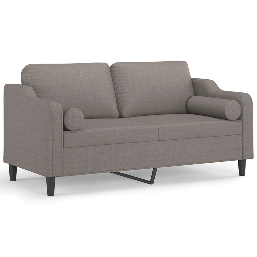 Tweezitsbank met sierkussens 140 cm stof taupe