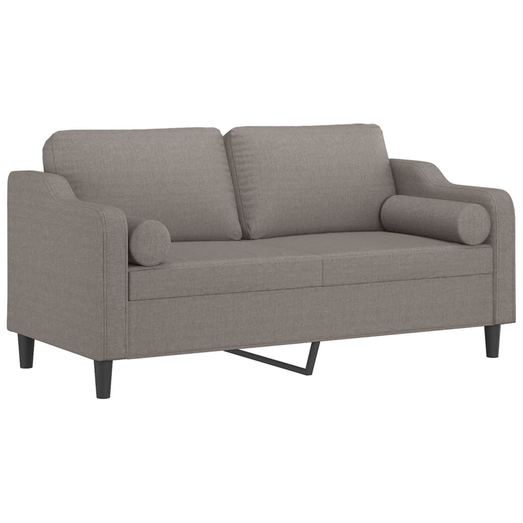 Tweezitsbank met sierkussens 140 cm stof taupe