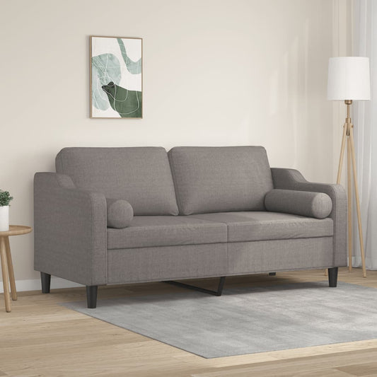 Tweezitsbank met sierkussens 140 cm stof taupe