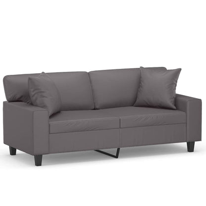 Tweezitsbank met sierkussens 140 cm kunstleer grijs