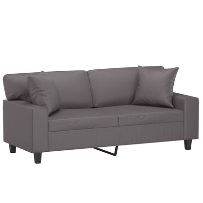 Tweezitsbank met sierkussens 140 cm kunstleer grijs