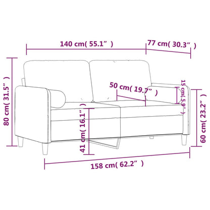 Tweezitsbank met sierkussens 140 cm fluweel lichtgrijs