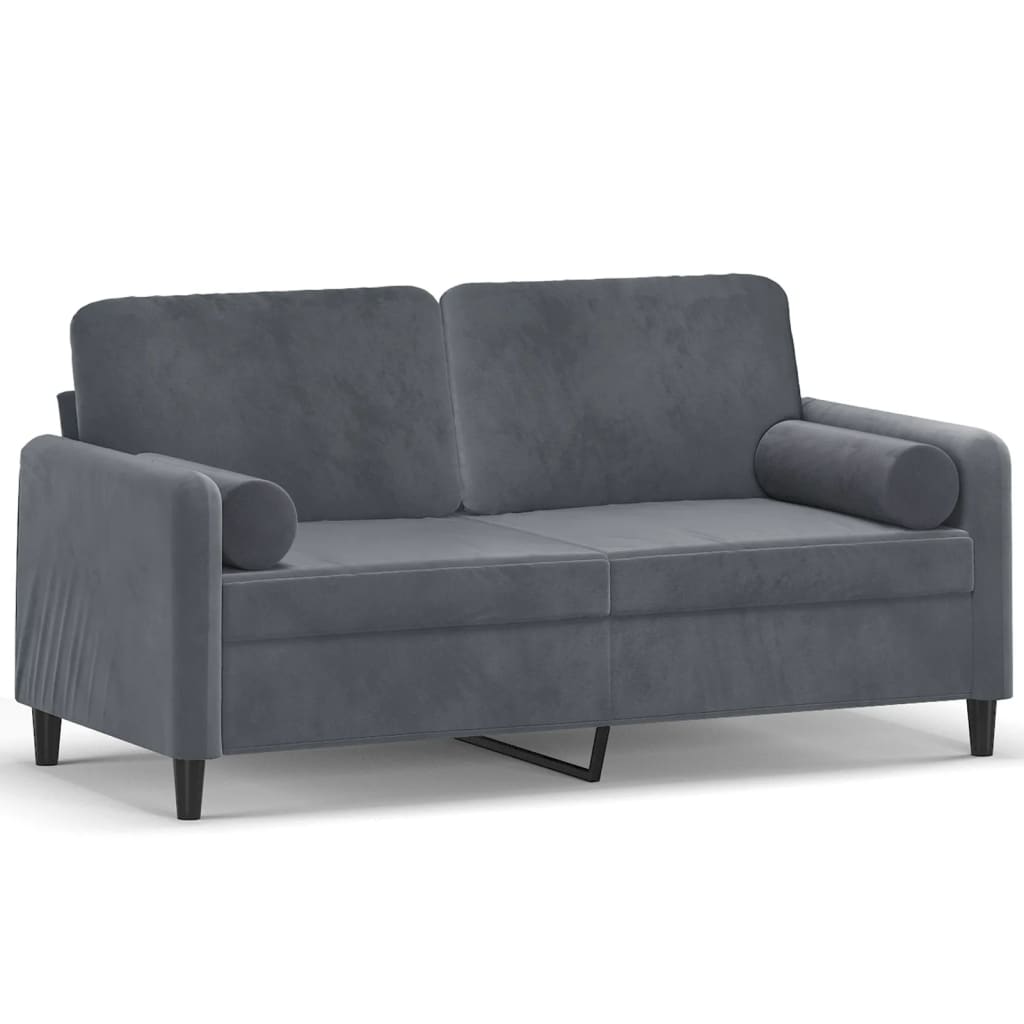 Tweezitsbank met sierkussens 140 cm fluweel donkergrijs