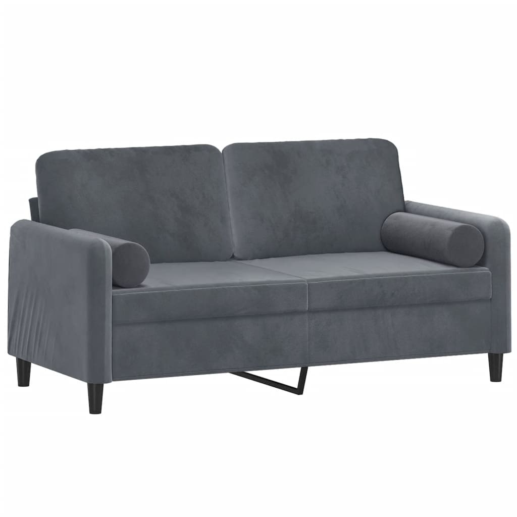 Tweezitsbank met sierkussens 140 cm fluweel donkergrijs