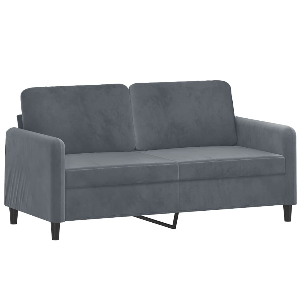 Tweezitsbank met sierkussens 140 cm fluweel donkergrijs