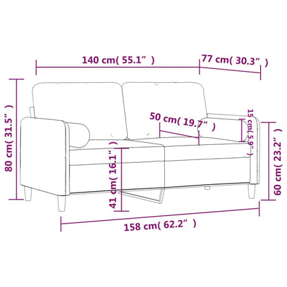 Tweezitsbank met sierkussens 140 cm fluweel donkergrijs
