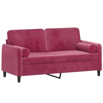 Tweezitsbank met sierkussens 140 cm fluweel wijnrood