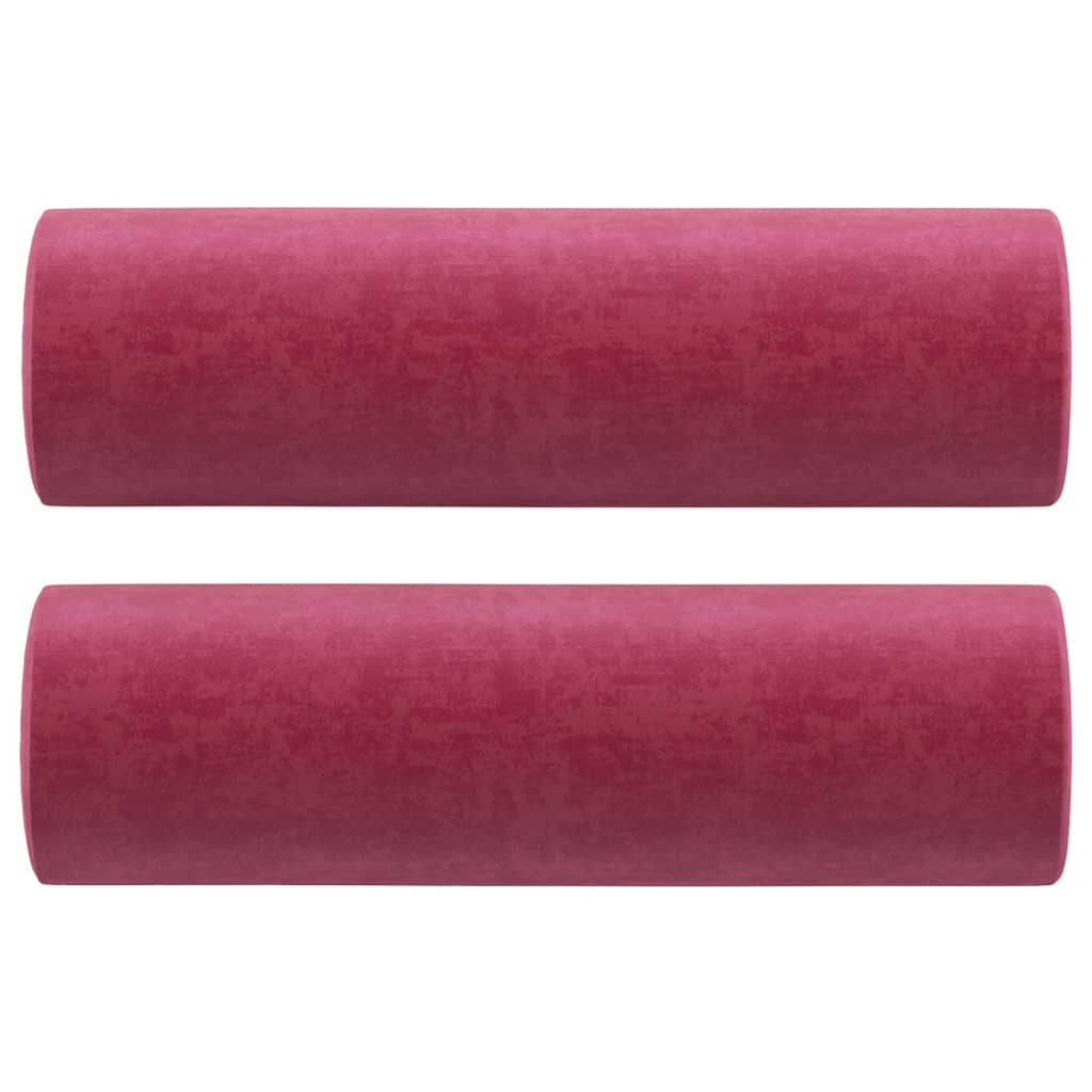 Tweezitsbank met sierkussens 140 cm fluweel wijnrood