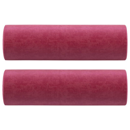 Tweezitsbank met sierkussens 140 cm fluweel wijnrood