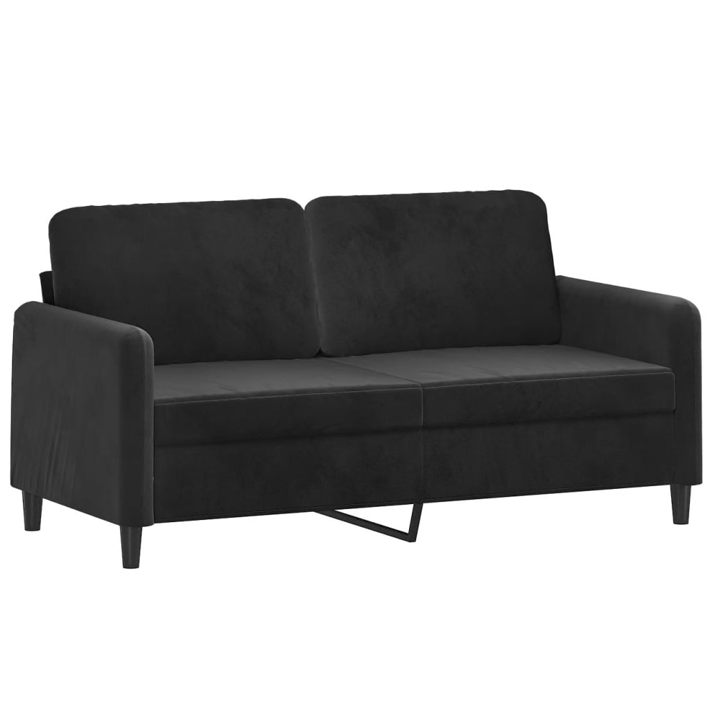 Tweezitsbank met sierkussens 140 cm fluweel zwart