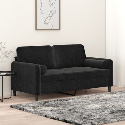 Tweezitsbank met sierkussens 140 cm fluweel zwart