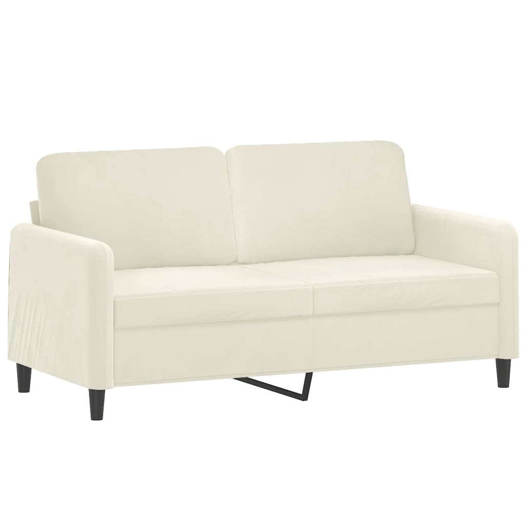 Tweezitsbank met sierkussens 140 cm fluweel crèmekleurig