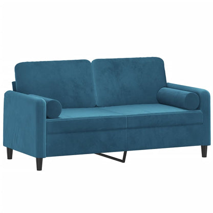 Tweezitsbank met sierkussens 140 cm fluweel blauw