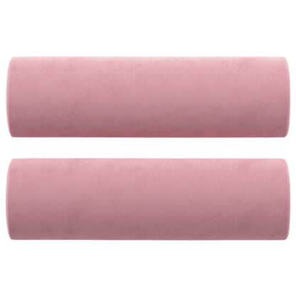Driezitsbank met sierkussens 180 cm fluweel roze