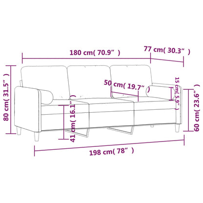 Driezitsbank met sierkussens 180 cm fluweel roze