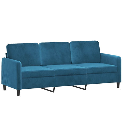 Driezitsbank met sierkussens 180 cm fluweel blauw