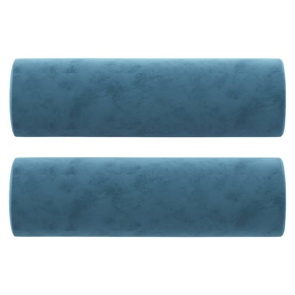 Driezitsbank met sierkussens 180 cm fluweel blauw