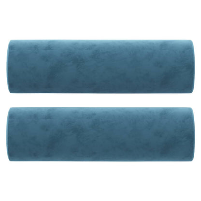 Driezitsbank met sierkussens 180 cm fluweel blauw