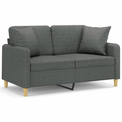 Tweezitsbank met sierkussens 120 cm stof donkergrijs
