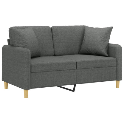 Tweezitsbank met sierkussens 120 cm stof donkergrijs