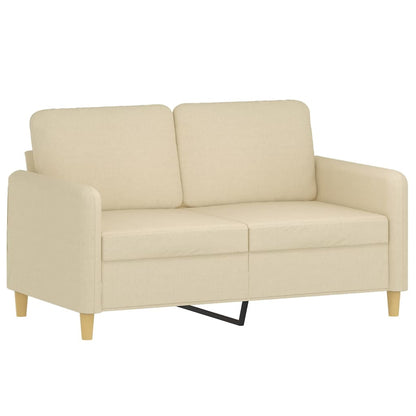 Tweezitsbank met sierkussens 120 cm stof crèmekleurig