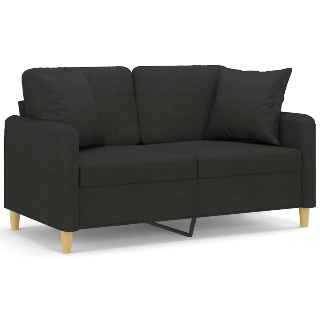 Tweezitsbank met sierkussens 120 cm stof zwart