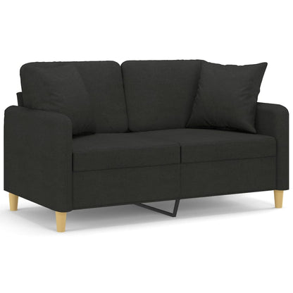 Tweezitsbank met sierkussens 120 cm stof zwart