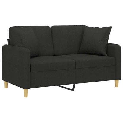 Tweezitsbank met sierkussens 120 cm stof zwart