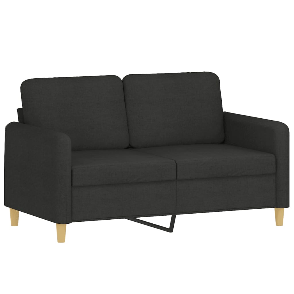 Tweezitsbank met sierkussens 120 cm stof zwart