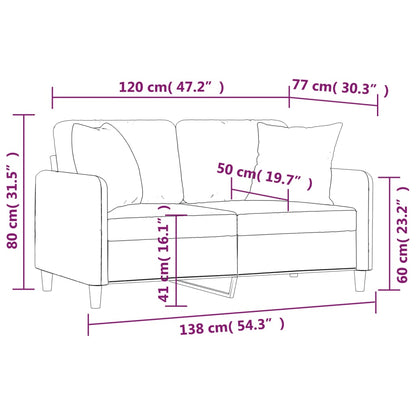 Tweezitsbank met sierkussens 120 cm stof zwart