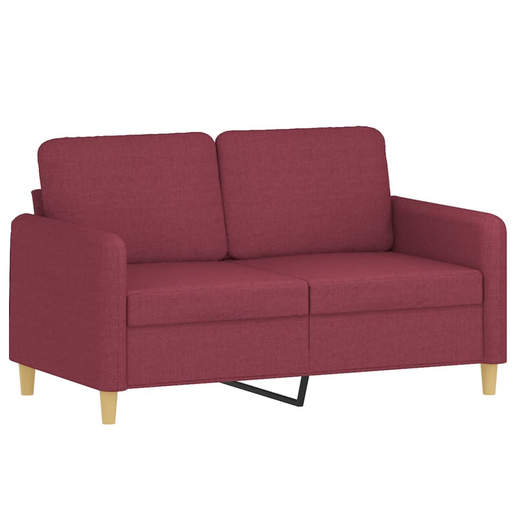 Tweezitsbank met sierkussens 120 cm stof wijnrood