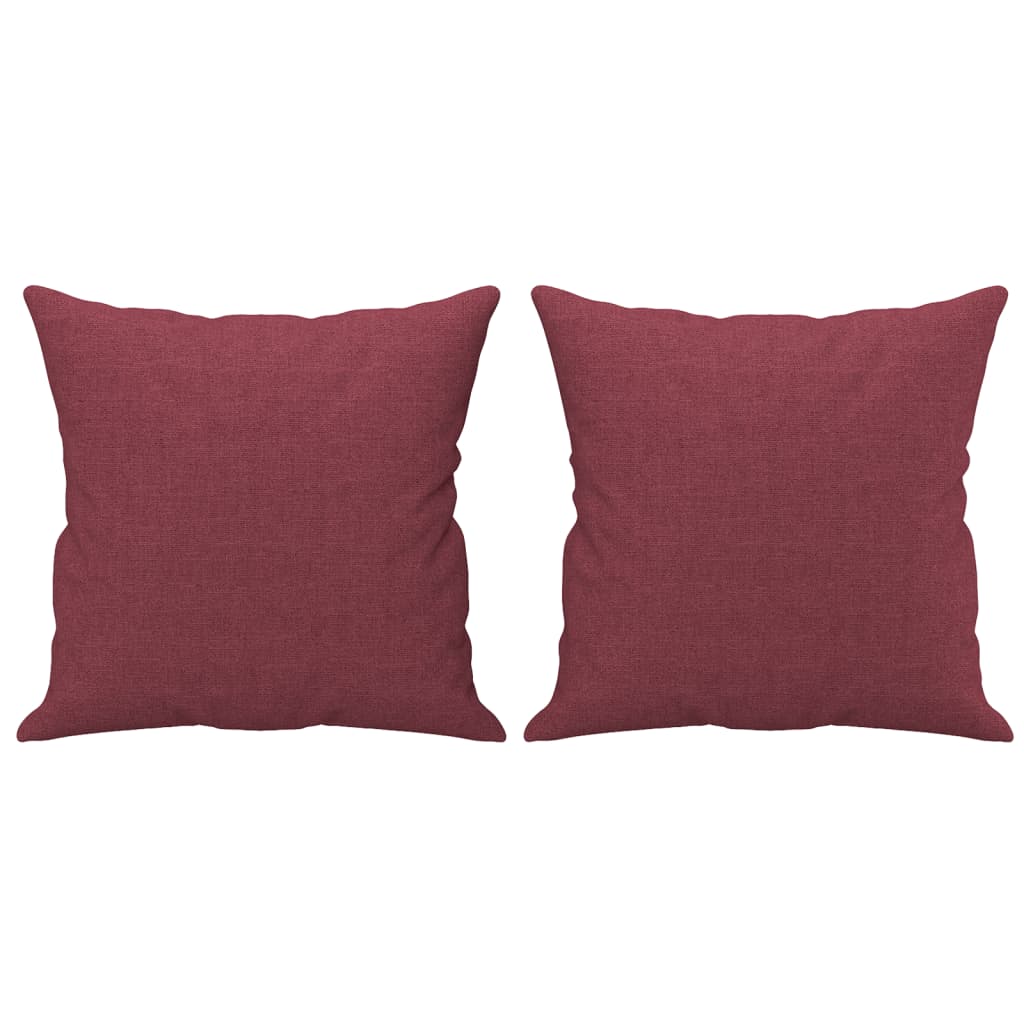 Tweezitsbank met sierkussens 120 cm stof wijnrood