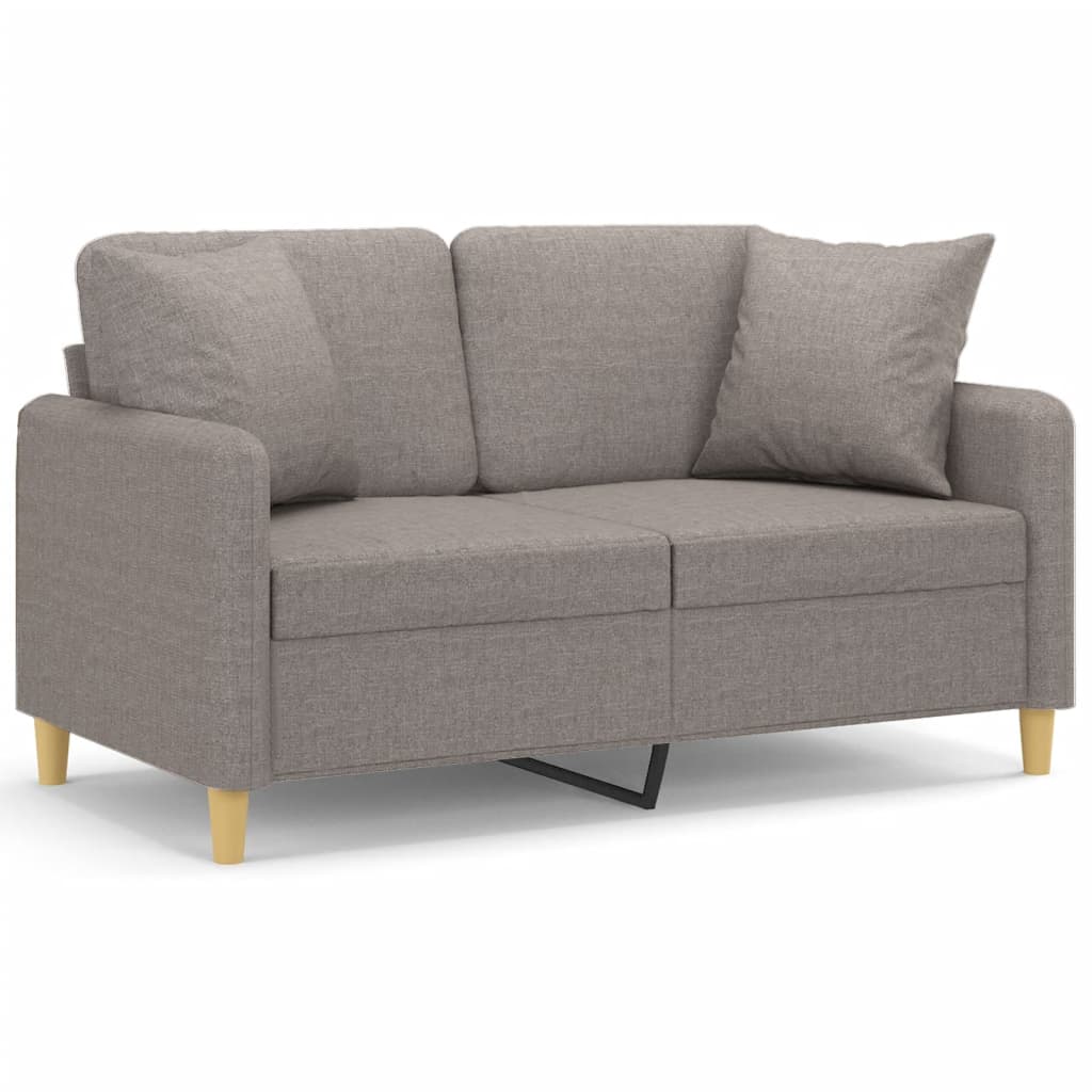 Tweezitsbank met sierkussens 120 cm stof taupe