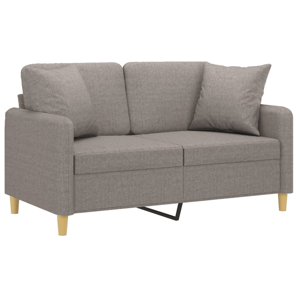 Tweezitsbank met sierkussens 120 cm stof taupe