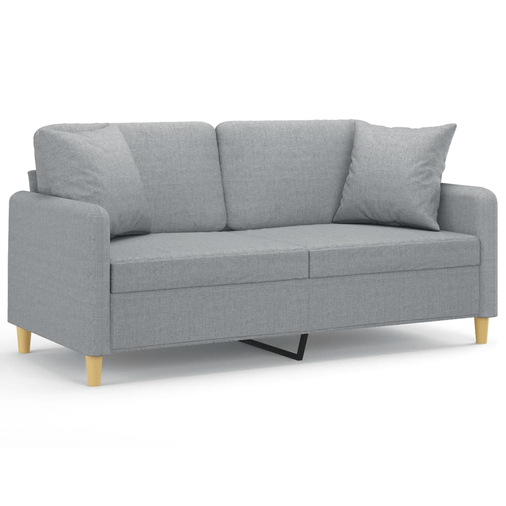 Tweezitsbank met sierkussens 140 cm stof lichtgrijs