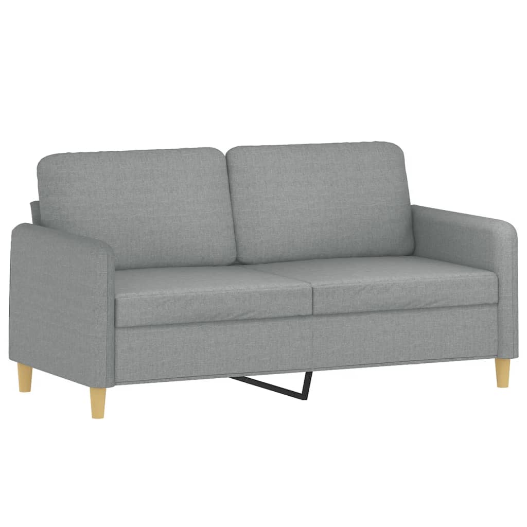 Tweezitsbank met sierkussens 140 cm stof lichtgrijs