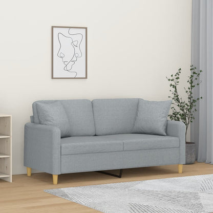 Tweezitsbank met sierkussens 140 cm stof lichtgrijs