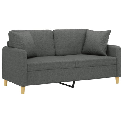 Tweezitsbank met sierkussens 140 cm stof donkergrijs