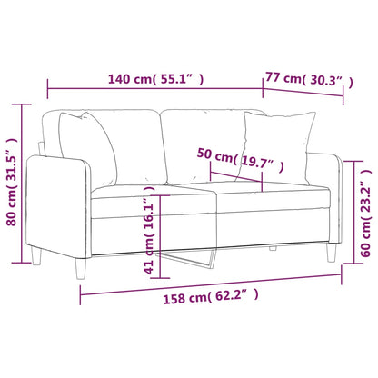Tweezitsbank met sierkussens 140 cm stof crèmekleurig
