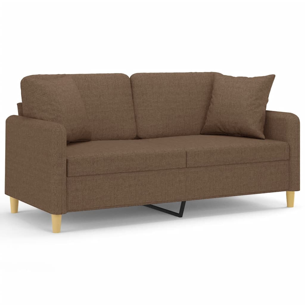 Tweezitsbank met sierkussens 140 cm stof bruin