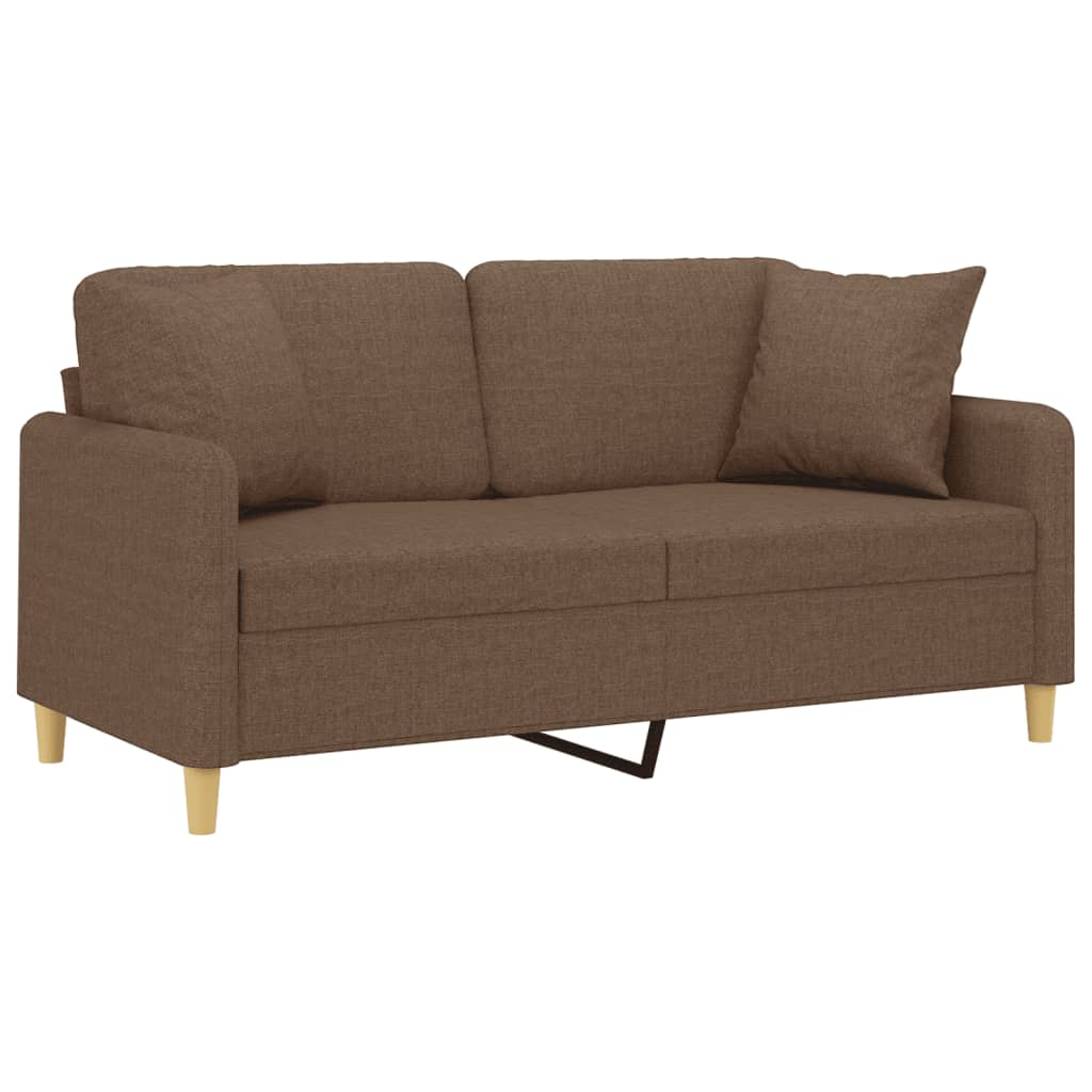 Tweezitsbank met sierkussens 140 cm stof bruin