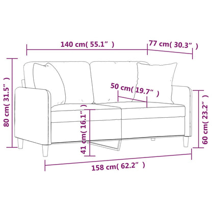 Tweezitsbank met sierkussens 140 cm stof zwart