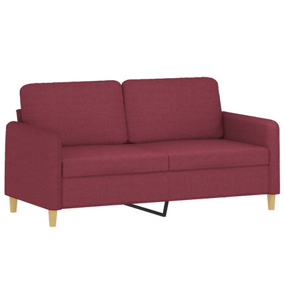 Tweezitsbank met sierkussens 140 cm stof wijnrood