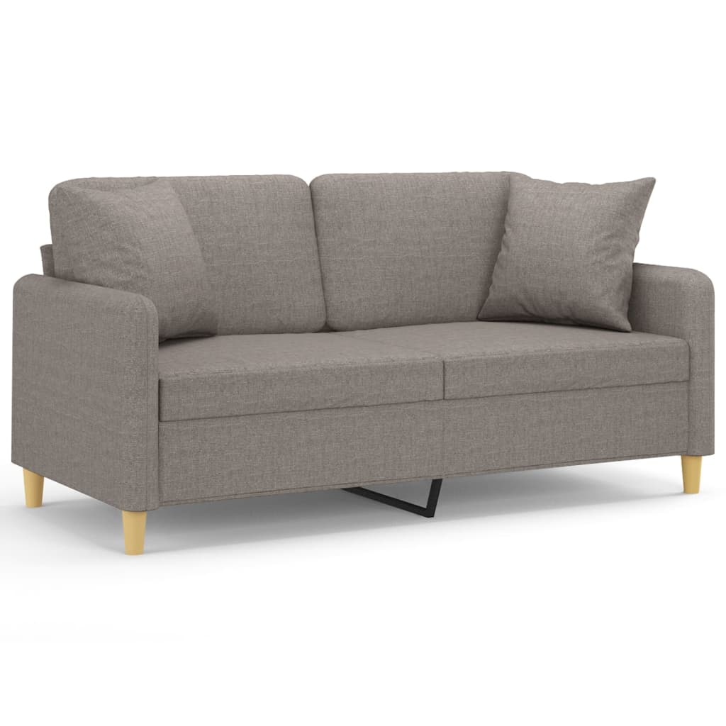 Tweezitsbank met sierkussens 140 cm stof taupe