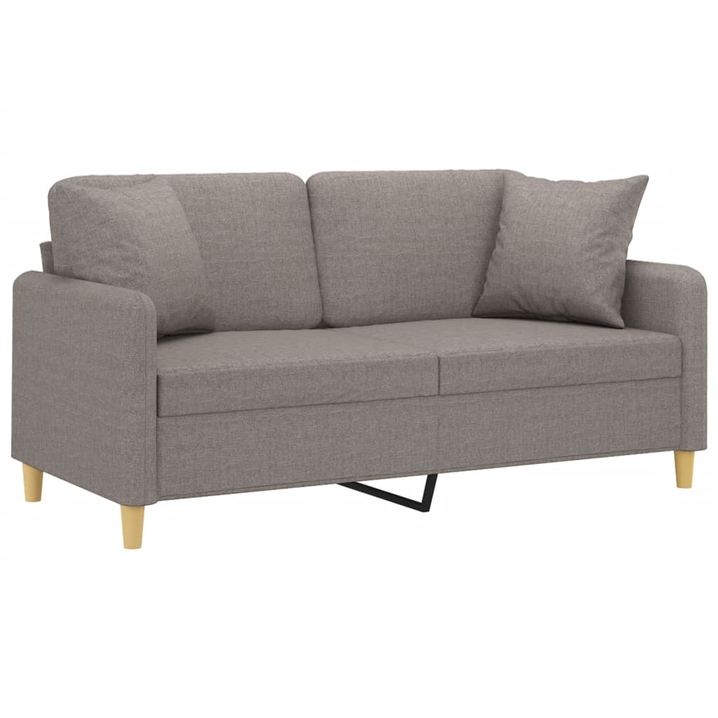 Tweezitsbank met sierkussens 140 cm stof taupe