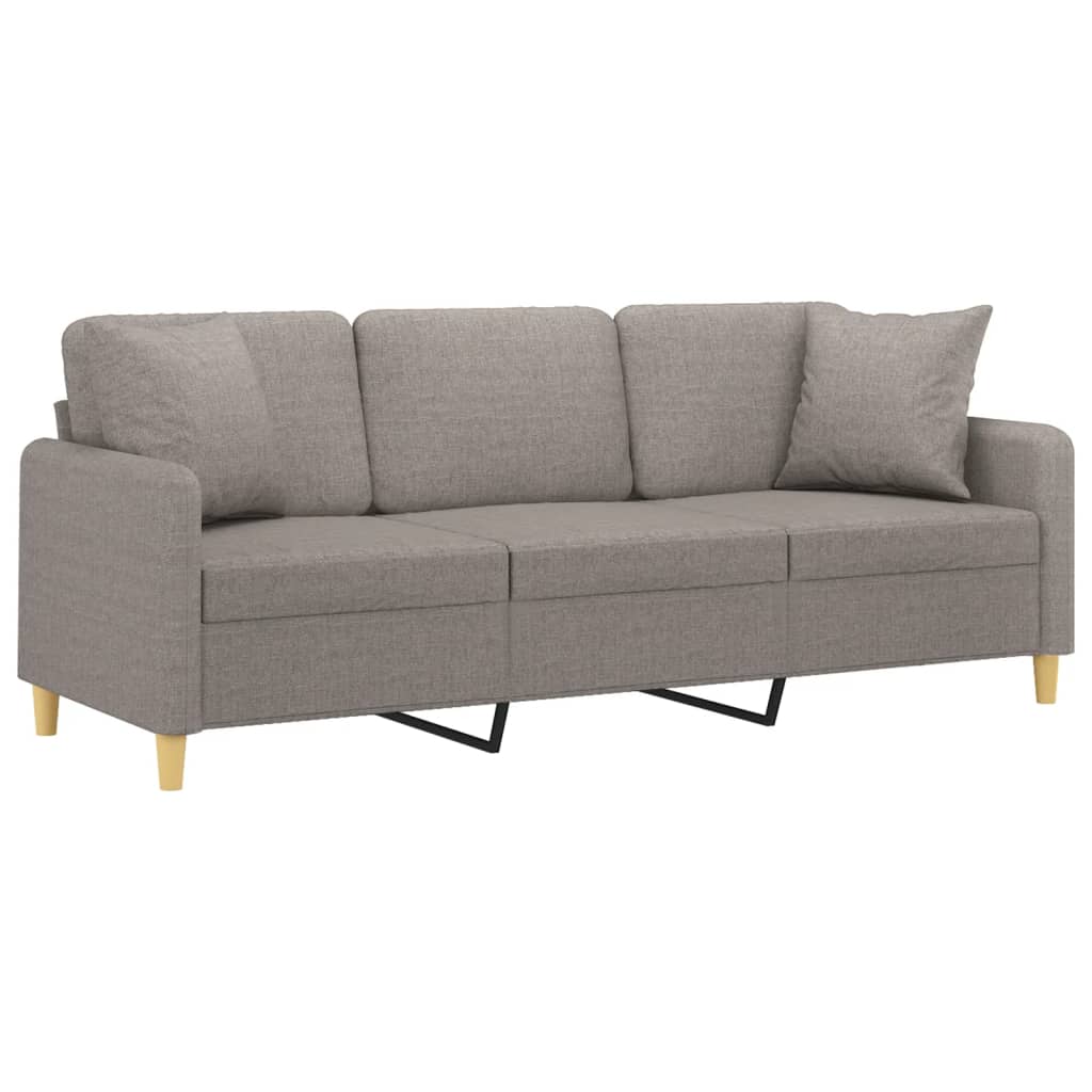 Driezitsbank met sierkussens 180 cm stof taupe