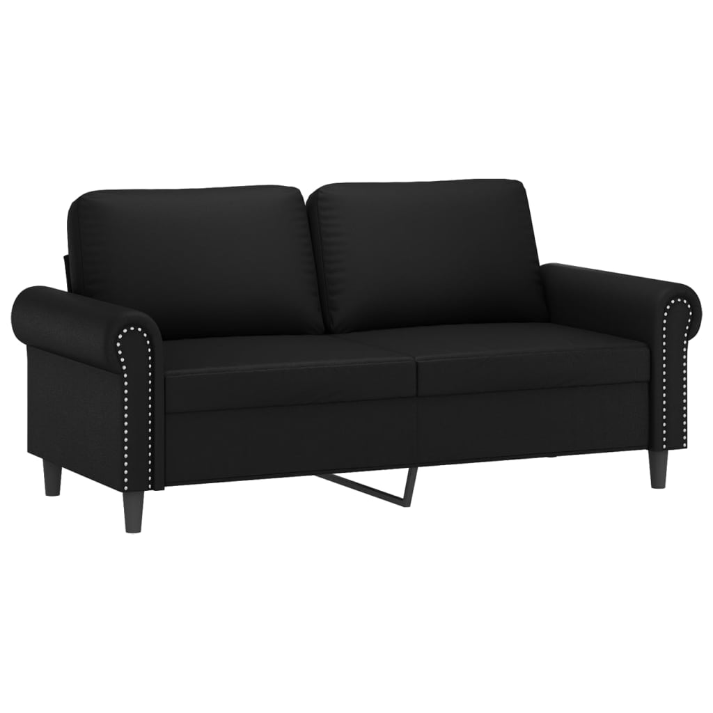 Tweezitsbank met sierkussens 140 cm kunstleer zwart
