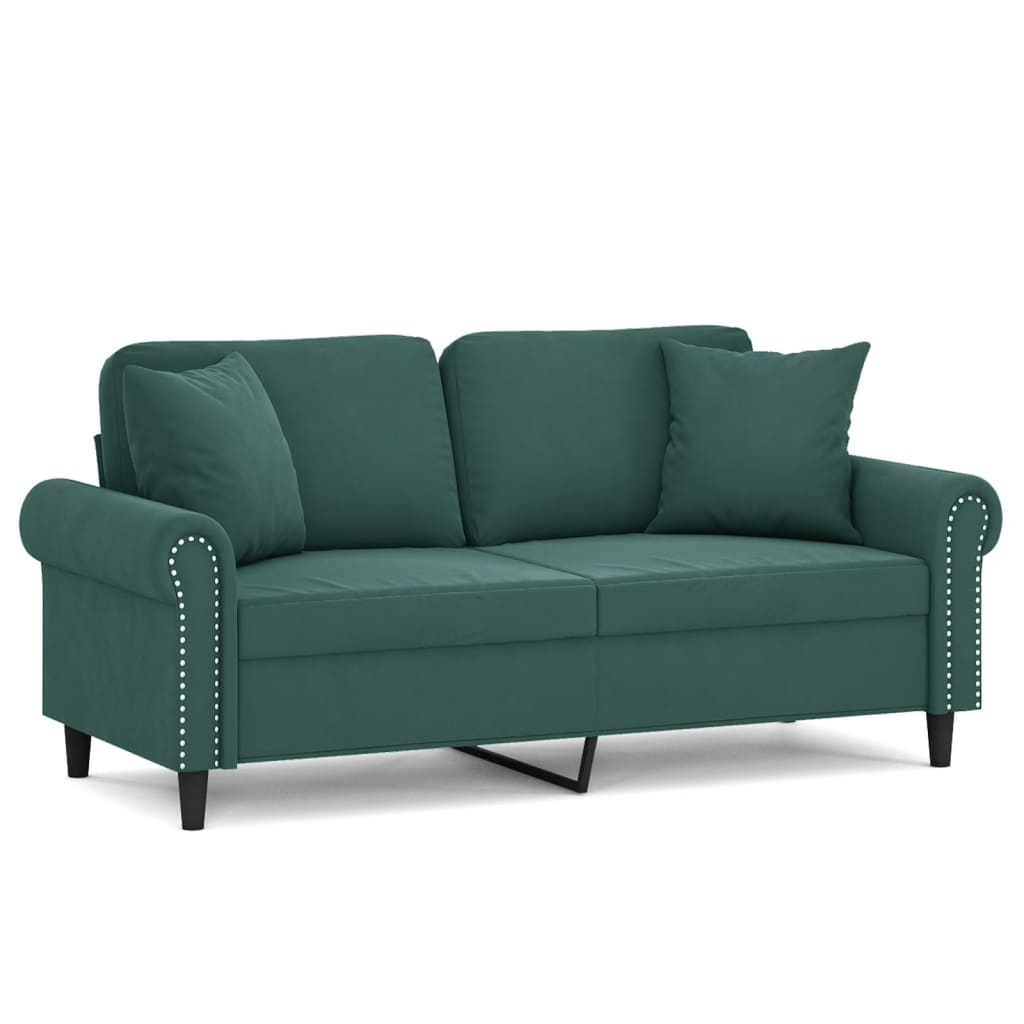 Tweezitsbank met sierkussens 140 cm fluweel donkergroen