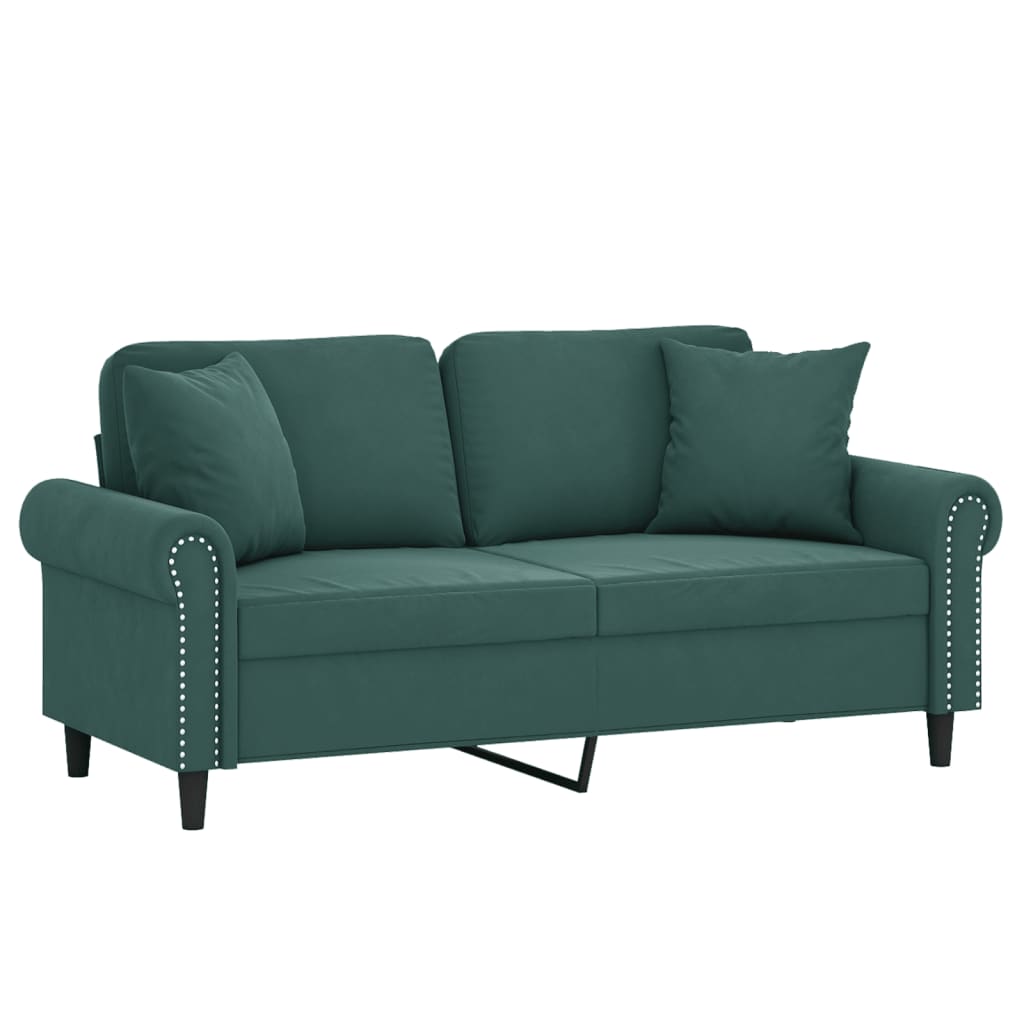 Tweezitsbank met sierkussens 140 cm fluweel donkergroen